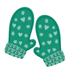 merry christmas green mittens decoration celebration icon design