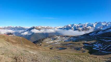 The Chapel of Notre Dame des Neiges in Superbagn&egrave;res, near the Luchon Superbagn&egrave;res Ski Resort in the Arrondissement of Saint-Gaudens, Occitania, Haute-Garonne, France.