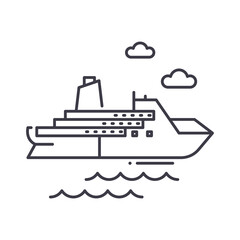 Cruises icon, linear isolated illustration, thin line vector, web design sign, outline concept symbol with editable stroke on white background.