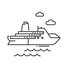 Obraz premium Cruises icon, linear isolated illustration, thin line vector, web design sign, outline concept symbol with editable stroke on white background.