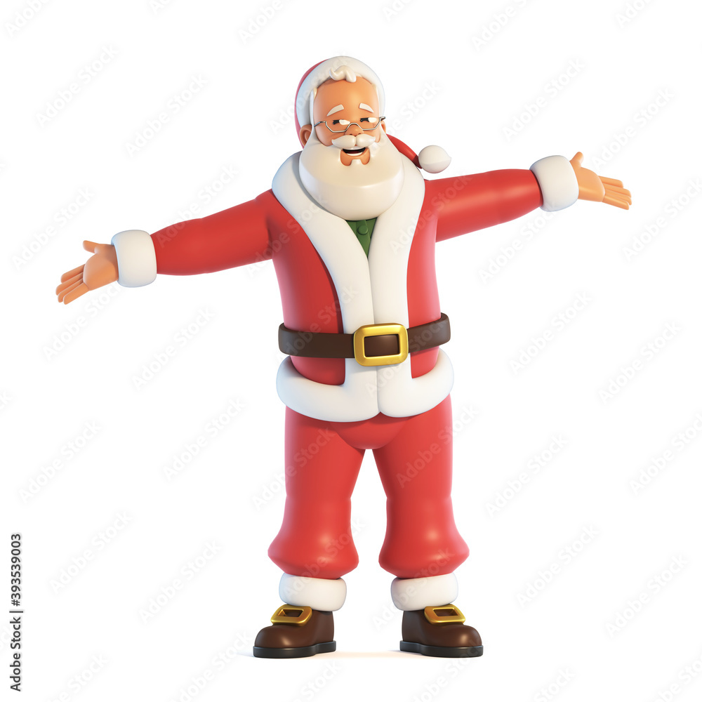 Poster santa claus open hands gesture isolated on white background 3d rendering