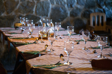 Restaurant table with glasses 