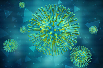 Fototapeta na wymiar 3d rendering Virus bacteria cells background 