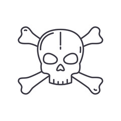 Crossbones icon, linear isolated illustration, thin line vector, web design sign, outline concept symbol with editable stroke on white background.