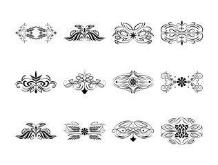 divider decoration flourishes swirls vintage icons set