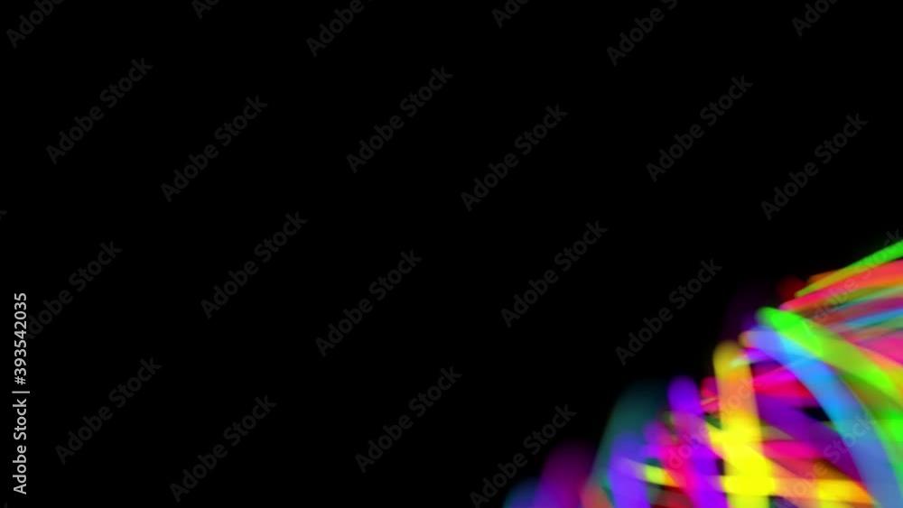 Poster colored lines or streaks swirling in spiral fly along swirling path. motion design bg of particles s