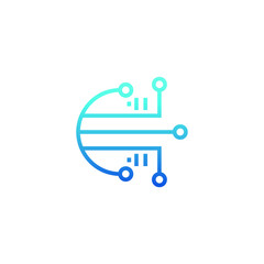 Fototapeta premium Abstract creative technology logo, design concept, emblem, icon, flat logotype element for template. Vector circuit board tech icon.