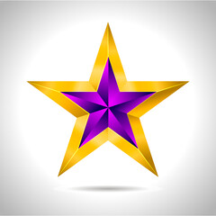 illustration of a purple gold star on steel background. vector file New year Christmas
