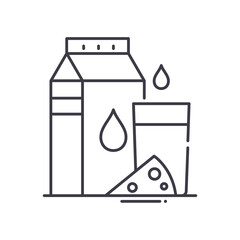 Dairy products icon, linear isolated illustration, thin line vector, web design sign, outline concept symbol with editable stroke on white background.