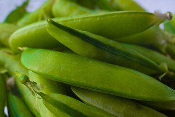 green peas close-up on a plate ready to eat