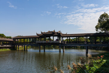 Chinese Traditional covered bridge, East Asia Travel.