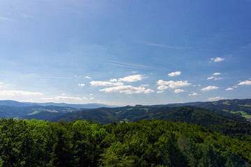 Viewpoint of Black forest from the tower of Urenkopf, Haslach im Kinzigtal, Baden-Württemberg, Germany.