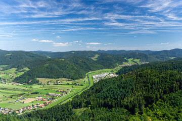 Fototapeta na wymiar Viewpoint of Black forest from the tower of Urenkopf, Haslach im Kinzigtal, Baden-Württemberg, Germany.