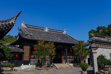 Fototapeta na wymiar Chinese ancient buildings and house under the blue sky.