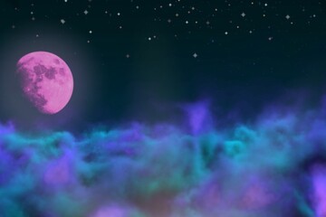 Obraz na płótnie Canvas Abstract background design illustration of fantasy haze with moon with stars you can use for any purposes