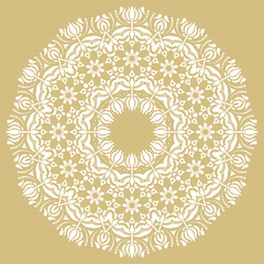 Elegant vintage ornament in classic style. Abstract traditional round white pattern with oriental elements. Classic vintage pattern