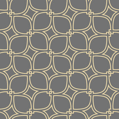 Seamless ornament. Modern grey and golden background. Geometric modern pattern