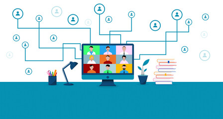 computer, videoconferenza, conferenza, social network	
