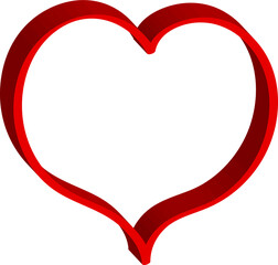 3 d red heart - outline drawing for an emblem or logo. Template for greeting card for Valentine's Day.