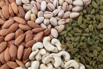 assorted nuts together in a close up shot.