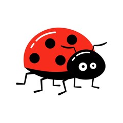Cartoon ladybug vector illustration. Cute red ladybug isolated in a flat style.