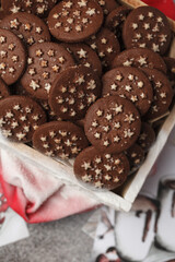 Christmas chocolate chip cookies in a box.New year's sweets.