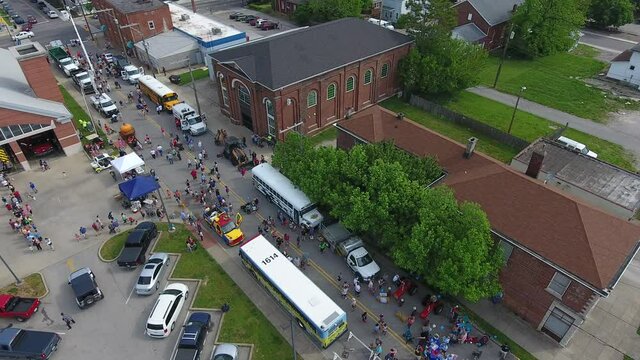 Public Event Downtown New Albany Indiana Drone View