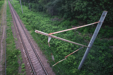 Top view of the electrified railway line