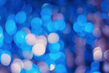 Defocused abstract blue christmas background. Christmas bokeh