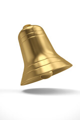 Gold jingle bell isolated on white background. 3D illustration.
