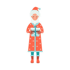 Christmas Santa Claus. Christmas cute cartoon character. Vector illustration in flat style