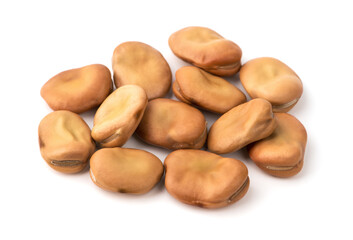 dried broad beans on white background