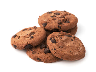 Chocolate chip cookie isolated on white background