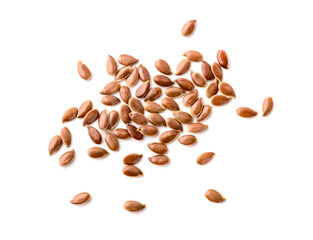 Flax seed on white background.