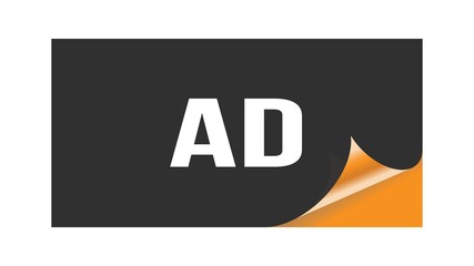 AD text written on black orange sticker.