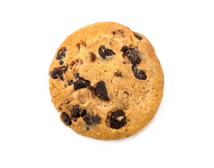 Chocolate chip cookie isolated on white background
