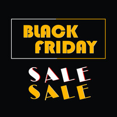 Black friday sale. Black, yellow and white typography banner design. Sale promotion square banner. Discount label. Discount tag template. Shopping and price symbol for website, flyer, brochure, shop