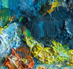 background of oil paints on a palette