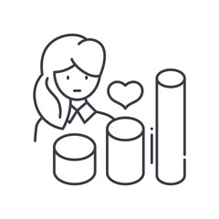 Customer satisfaction concept icon, linear isolated illustration, thin line vector, web design sign, outline concept symbol with editable stroke on white background.