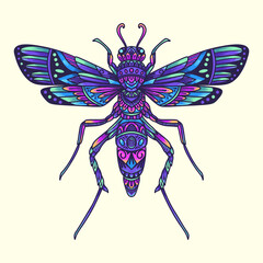 Fototapeta na wymiar colorful dragonfly beetle mandala vector illustration