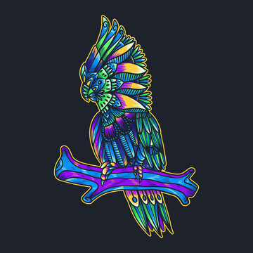 colorful cockatoo mandala vector illustration