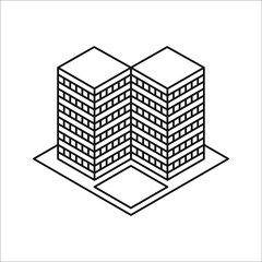 Company building icons on white background. Black business building vector illustrations, eps 10. Editable color.