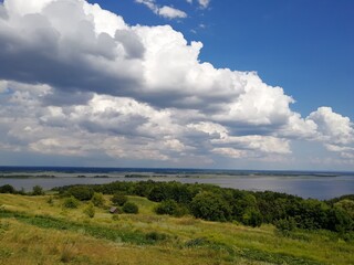 View the river with large clouds