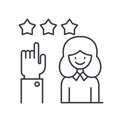 Customer rating icon, linear isolated illustration, thin line vector, web design sign, outline concept symbol with editable stroke on white background.