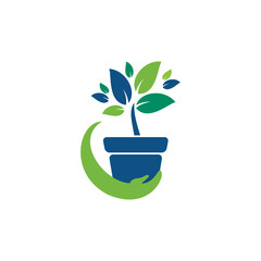 Garden care vector logo design. Care and protection of the environment.
