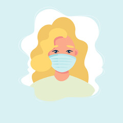 Wear your mask and gloves vector concept. Protection from flu, coronavirus, air pollution, dust.