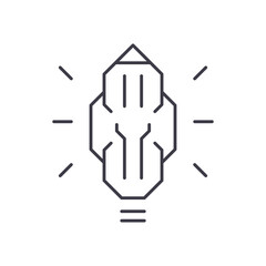 Creative idea thinking icon, linear isolated illustration, thin line vector, web design sign, outline concept symbol with editable stroke on white background.