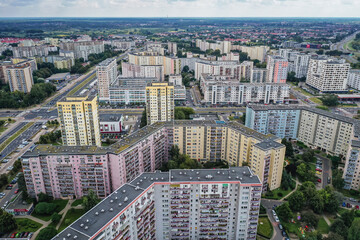 So called wielka plyta buildings in Goclaw housing estate, part of South Praga district of Warsaw,...