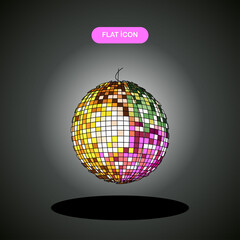 Isolated disco ball.Vector single continuous one line art drawing