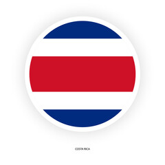 Costa Rica circle flag icon on white background. Costa Rica country button flag isolated on white backgroud.